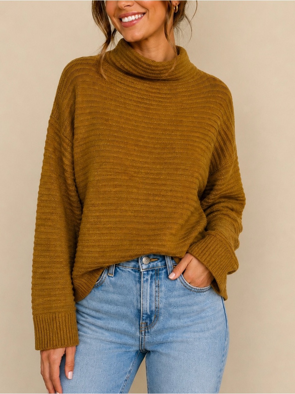 Madewell Ribbed Mock Neck Wool Blend Sweater EUC